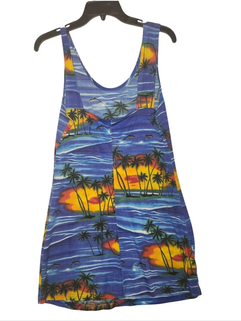 Vintage Cocos Family Tropical Dolphin Sunset Mini Dress XL